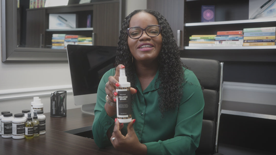 Dr. Nina Ross explaining Follicle Spark Spray